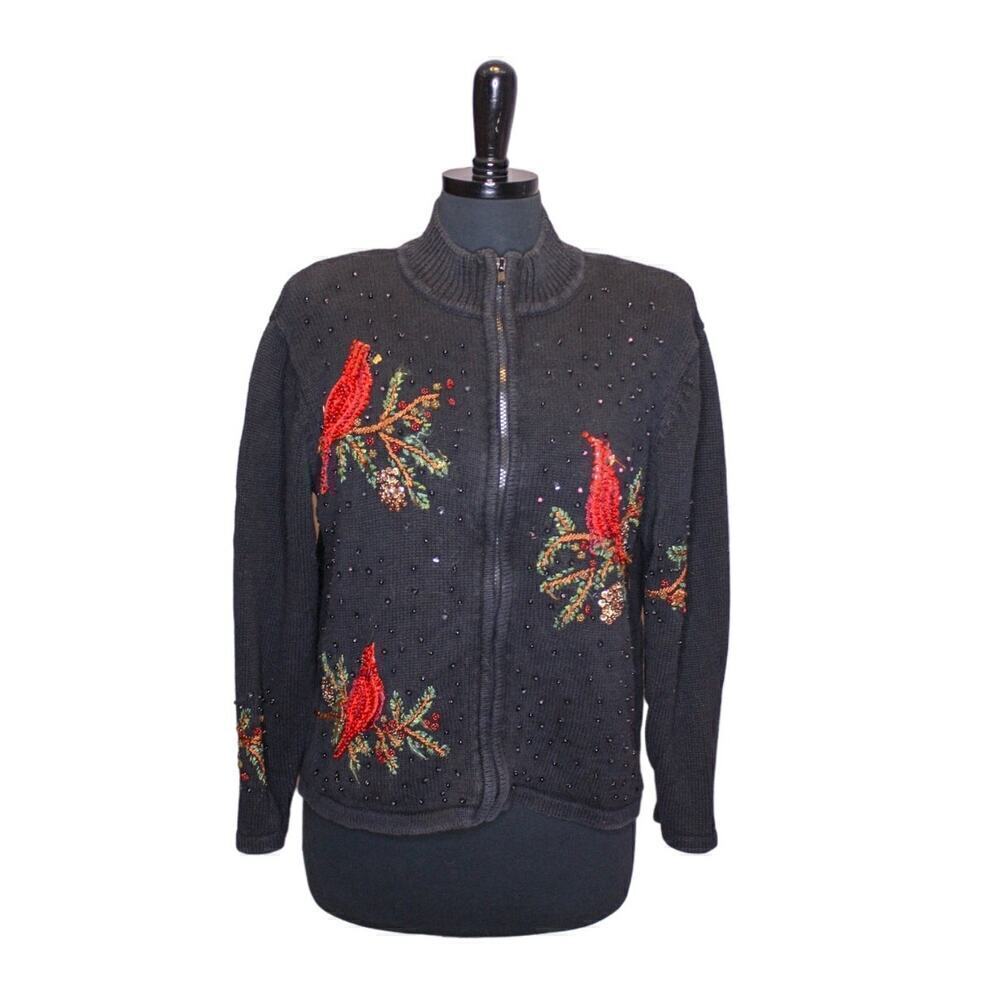 Tiara International Christmas Collection 2004 Cardinal Sweater Sequins